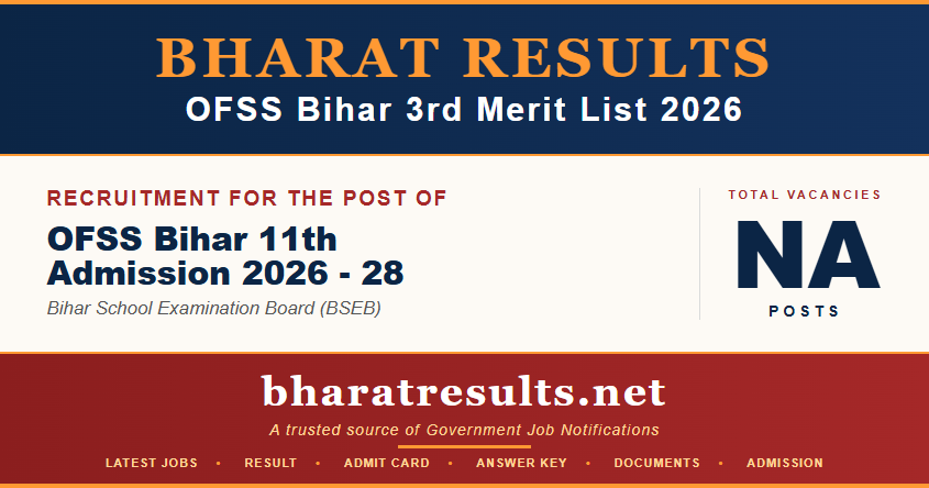 OFSS Bihar 3rd Merit List 2026