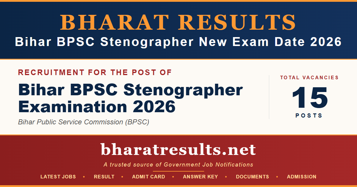 Bihar BPSC Stenographer New Exam Date 2026