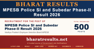 MPESB Police SI and Subedar Phase-II Result 2026