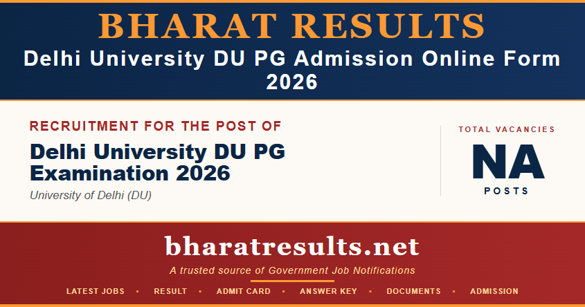 Delhi University DU PG Admission Online Form 2026