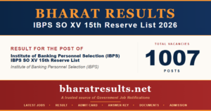 IBPS SO XV 15th Reserve List 2026