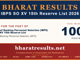 IBPS SO XV 15th Reserve List 2026