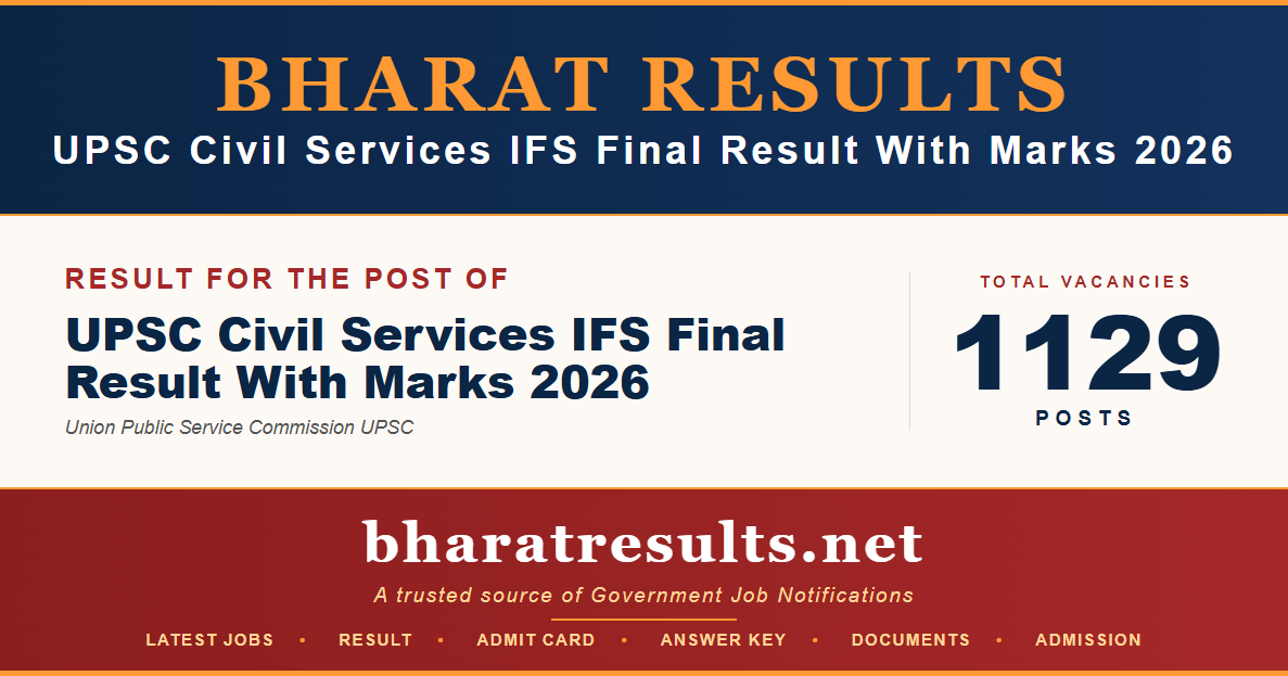 UPSC Civil Services IFS Final Result With Marks 2026