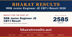 RRB Junior Engineer JE CBT-I Result 2026