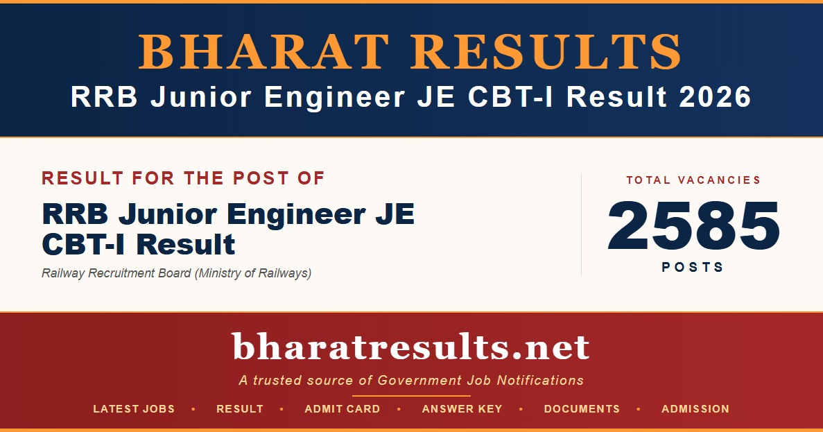 RRB Junior Engineer JE CBT-I Result 2026