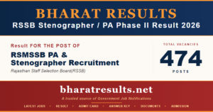 RSSB Stenographer / PA Phase II Result 2026
