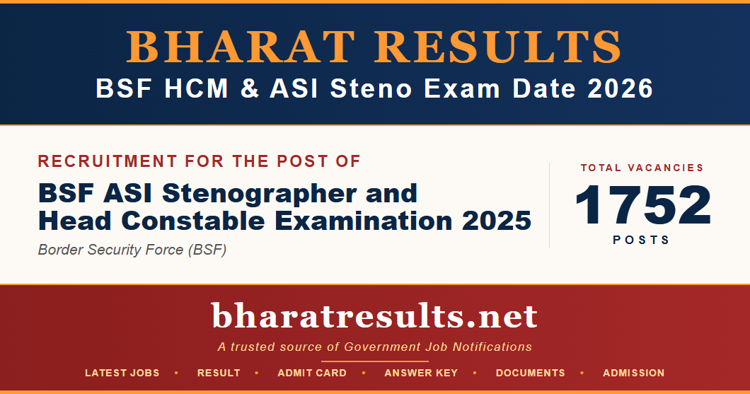 BSF HCM & ASI Steno Exam Date 2026