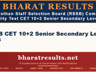 Rajasthan Staff Selection Board (RSSB) Common Eligibility Test CET 10+2 Senior Secondary Level 2026