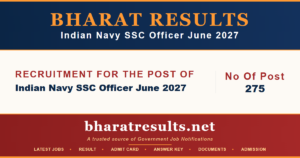 Indian Navy SSC Officer June 2027 Online Form for 275 Post