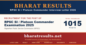 RPSC SI Platoon Commander Interview Letter 2026