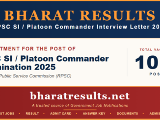 RPSC SI Platoon Commander Interview Letter 2026