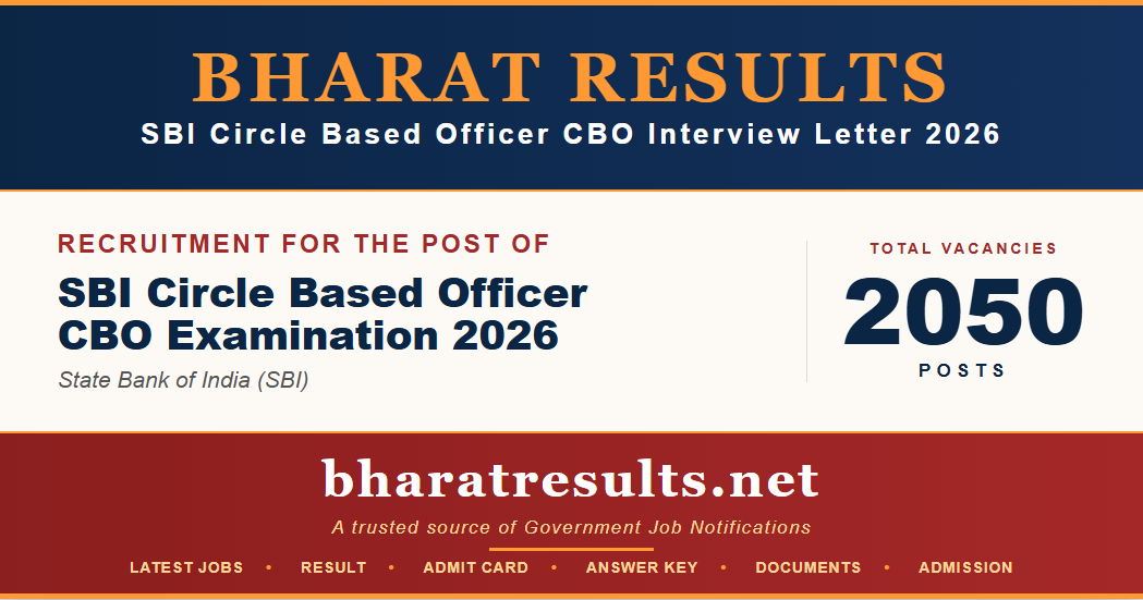 SBI Circle Based Officer CBO Interview Letter 2026