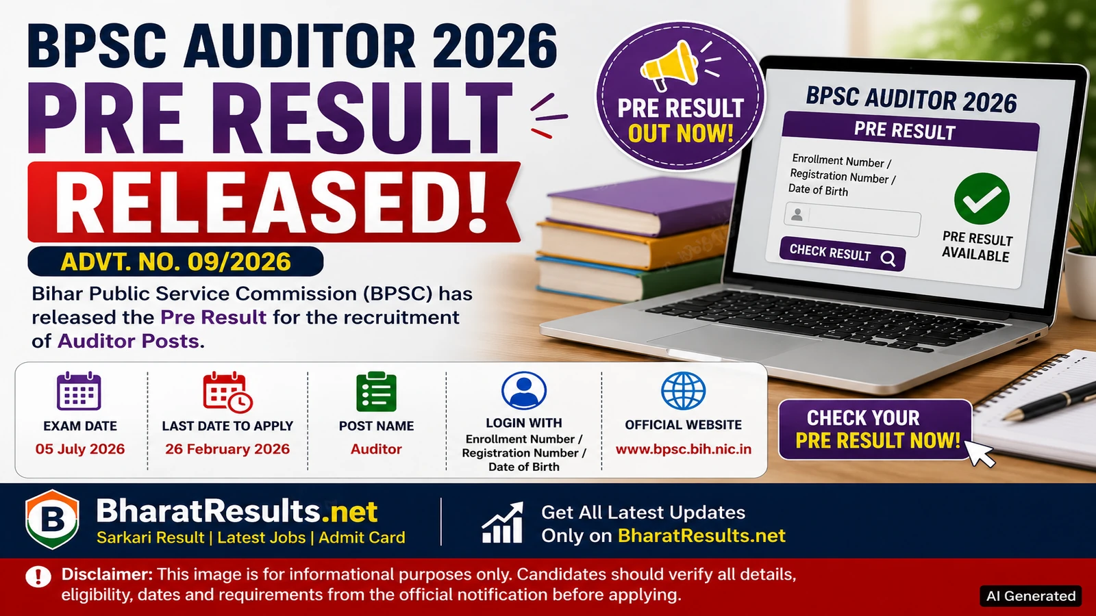 BPSC Auditor Pre Result 2026
