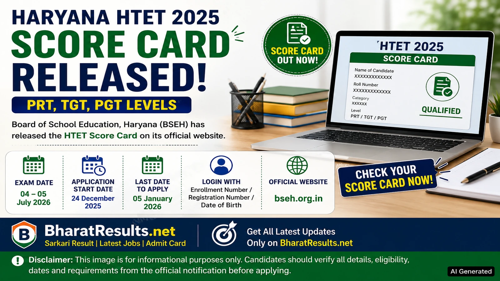 Haryana HTET Score Card 2026 - Out 1 Haryana HTET Score Card 2026